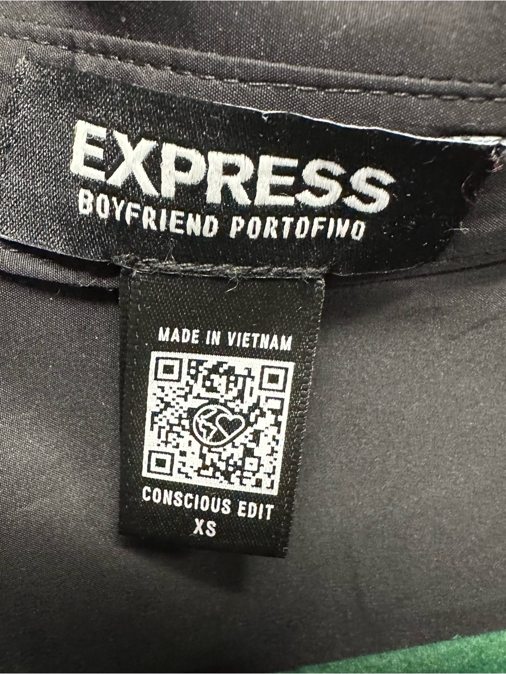 Express boyfriend portofino shirt black classic  casual XS corporate goth - Picture 7 of 7